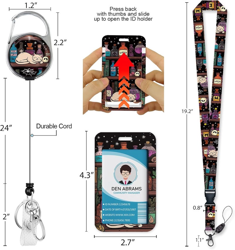 Piefly Lanyards for Id Badges, Magic Cat Badge Holder with Retractable Reel Belt Clip, Work Name Tag Lanyard Vertical ID Card Protector Case for Women Nurse Nursing Doctor Teacher Student - Image 5